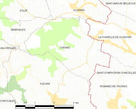 Mapa obce Chénas