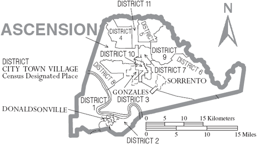 Kaart van Ascension Parish