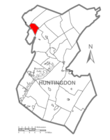 Huntingdon County Haritası, Pensilvanya Spruce Creek İlçesini Vurguluyor