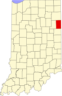 Locatie van Adams County in Indiana