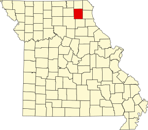 Mapa Missouri zvýrazňující Knox County