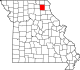 Mapa de Misuri con la ubicación del condado de Knox