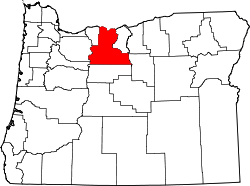 Map of Wasco County within Oregon