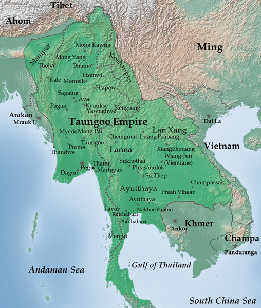 Toungoo Empire under Bayinnaung in 1580 CE.