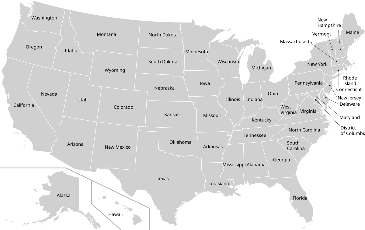 us map with state borders and names U S State Wikipedia us map with state borders and names