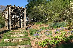 Arbor and flower garden at the Bamboo Brook Outdoor Education Center, managed by the Morris County Park Commission Merchiston Farm, Chester Township, NJ - Arbor, looking west.jpg