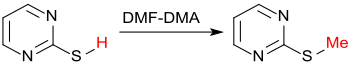 Methylation of 2-mercaptopyrimidine with DMF-DMA