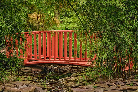 Japanese-style moon bridge at Miyazaki Garden, Red Wing Park, Virginia Beach, Virginia