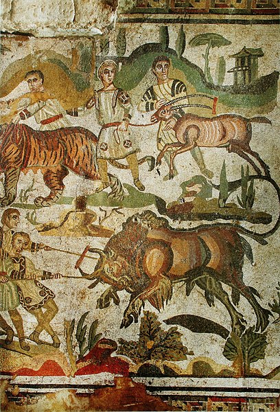 File:Mosaïque de la Grande Chasse, villa de Casale.jpg