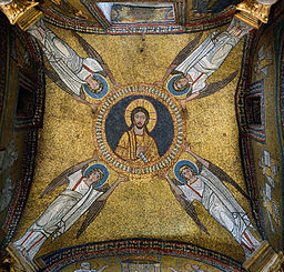 Den välsignande Kristus. Takmosaik i Sankt Zenos kapell.