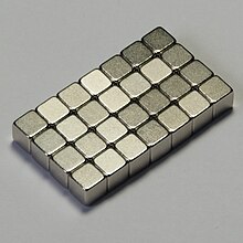 Nickel-plated neodymium magnet cubes Nd-magnet.jpg