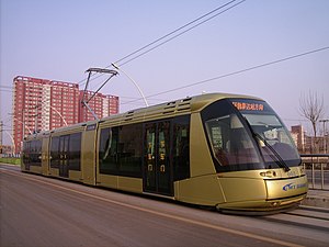 Translohr tram serving in Binhai New Area