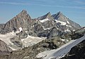 Blick vom Testa del Leone auf Ober Gabelhorn, Zinalrothorn und Weisshorn der Weisshorngruppe.