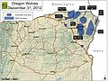 Map of gray wolf packs in Oregon