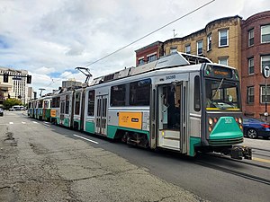 Outbound train at Fenwood Road, September 2022.jpg