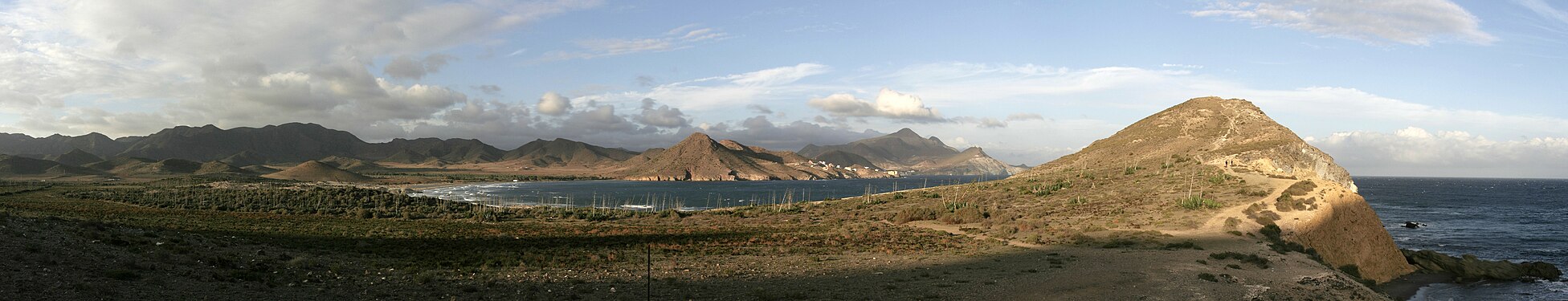 Panorama of Playa de los Genoveses in Cabo de Gata, Spain