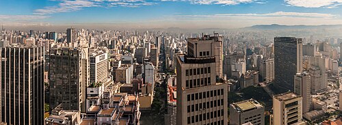 Panoramic view of air pollution in São Paulo city, Brazil