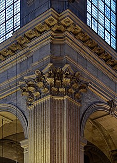 Pilaster Decorative architectural element giving the appearance of a supporting column