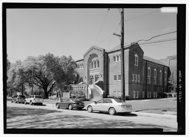 File:Perspective view looking from the northeast - First Baptist Church, 508 Second Street, Natchitoches, Natchitoches Parish, LA HABS LA-1327-1.tif