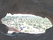View from inside the Hole-in-the-Rock, a Phoenix landmark located in Papago Park.