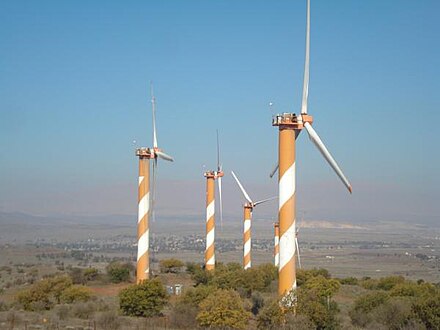 Golan Heights wind farm on Mount Bnei Rasan