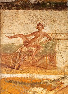 Fresco from the suburban baths depicting cunnilingus.