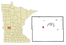 Pope County Minnesota Incorporated and Unincorporated areas Starbuck Highlighted.svg