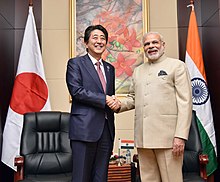 Former PM Shinzo Abe and PM Narendra Modi Prime Minister Narendra Modi meeting Japanese PM Shinzo Abe.jpg