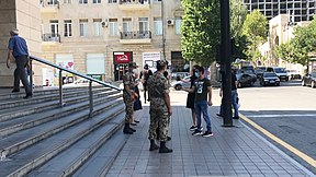 Journalists with the servicemen in Baku