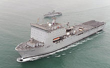 RFA Lyme Bay provided vital assistance to many isolated communities in early September RFA Lyme Bay MOD 45150928.jpg