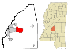 Rankin County Mississippi Incorporated and Unincorporated areas Brandon Highlighted.svg