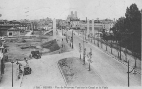 Reims reconstruction du pont de Vesle après la guerre 1940