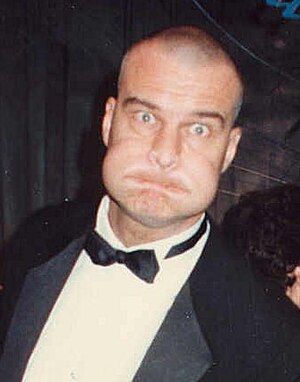 Richard Moll mugs for the camera at the Governor's Ball held immediately after the 39th Annual Emmy Awards Cropped.jpg