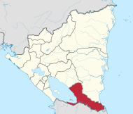 Pozicija regije na karti Nikaragve
