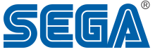 Het woord "Sega" in blauwe tekst