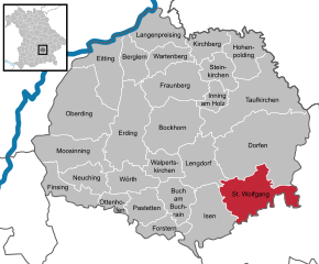 Poziția Sankt Wolfgang pe harta districtului Erding