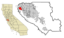 Santa Clara County California Incorporated and Unincorporated areas Los Altos Hills Highlighted.svg