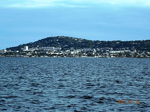 Sète, Hérault, France, vue depuis le Bassin de Thau