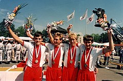 Seul 1988, od lewej Marek Leśniewski, Andrzej Sypytkowski, Zenon Jaskuła, Joachim Halupczok.