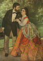 『婚約者たち (シスレー夫妻)（フランス語版）』1868年。油彩、キャンバス、105 × 75 cm。ヴァルラフ・リヒャルツ美術館（ケルン）。