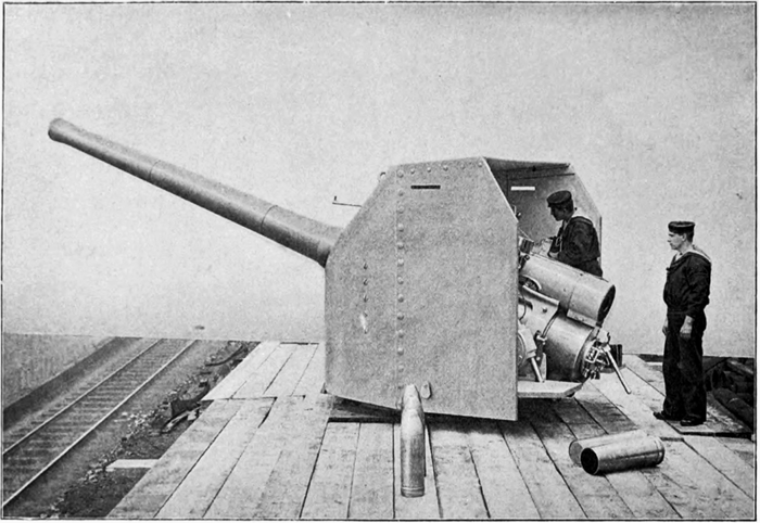 Six inch quick firing gun and shield