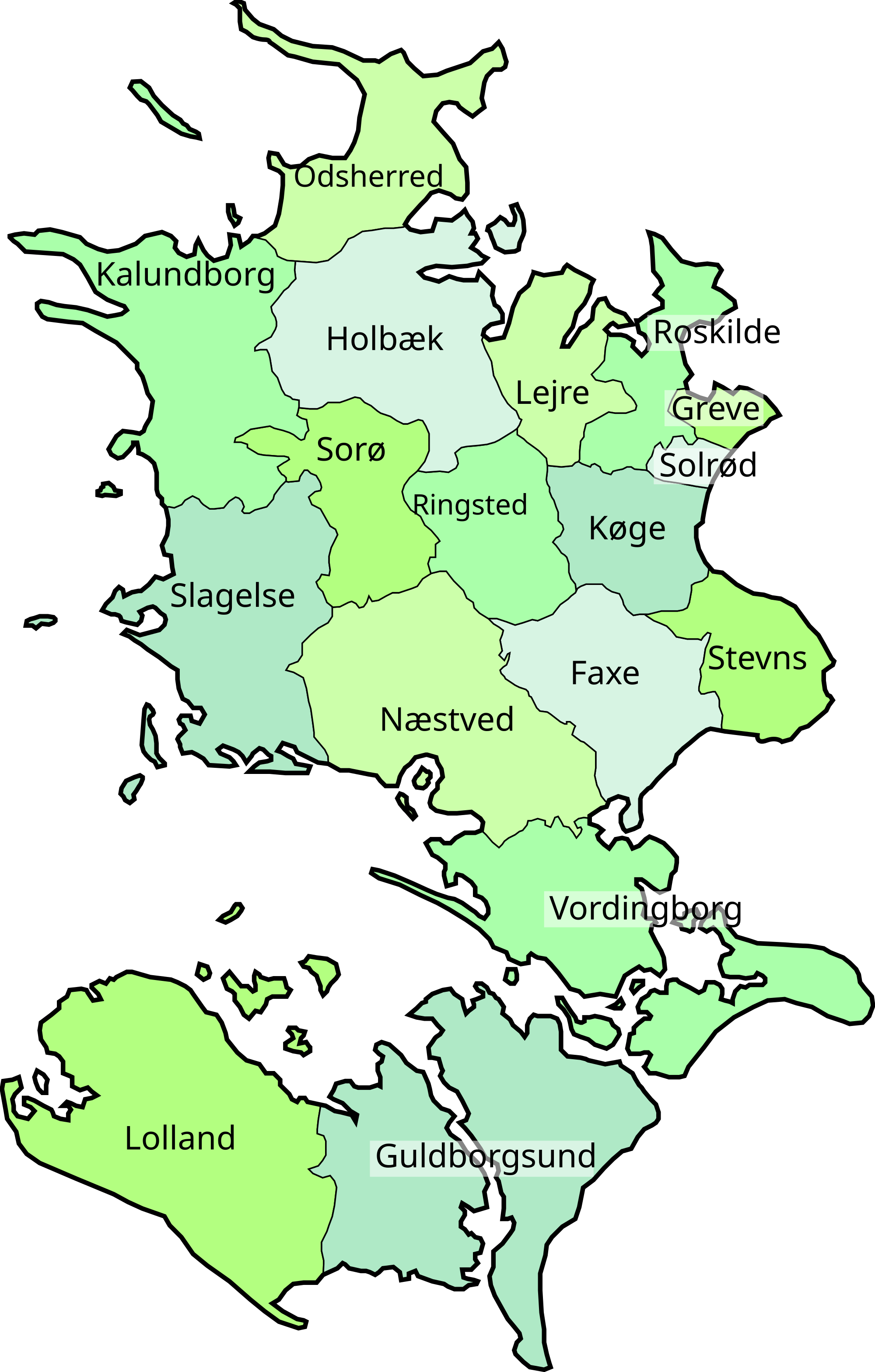 SjæLland Kort Med Byer File:Sjælland municipalities.svg   Wikimedia Commons SjæLland Kort Med Byer