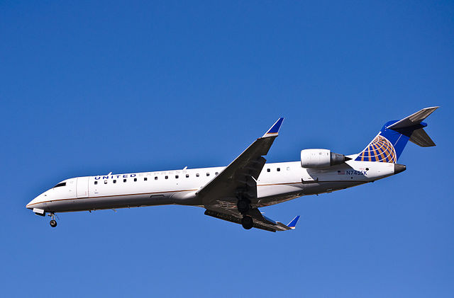 A Bombardier CRJ700, owned and operated by SkyWest for United Express.
