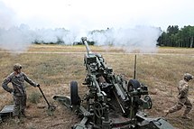 Soldiers from the Charlie Battery, 1st Battalion, 119th Field Artillery Regiment out of Albion, Michigan, take part Exercise Northern Strike at the Camp Grayling. Soldiers from the 1st Battalion, 119th Field Artillery Charlie Battery out of Albion, Michigan, take part Exercise Northern Strike at the Camp Grayling.JPG