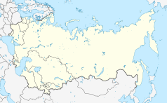 Mapa konturowa Związku Radzieckiego, blisko centrum na lewo znajduje się punkt z opisem „miejsce zdarzenia”
