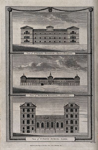 File:St. Luke's Hospital, Moorfields (top), Bethlem Hospital (mid Wellcome V0013219.jpg