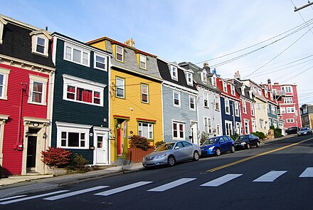 Houses in St. John's are typically painted in bright colours.