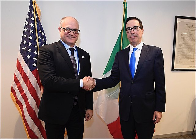 Gualtieri with U.S. Secretary of the Treasury, Steven Mnuchin