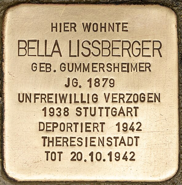 File:Stolperstein für Bella Lissberger (Rothenburg ob der Tauber).jpg