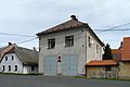 English: Former synagogue in the village of Velhartice, Klatovy District, Czech Republic, rebuilt to a fire station Čeština: Bývalá synagoga v obci Velhartice, okres Klatovy, přestavěná na hasičskou zbrojnici.